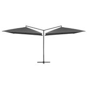 Parasole ogrodowe - vidaXL Podwójny parasol na stalowym słupku, 250 x 250 cm, antracytowy vidaXL - miniaturka - grafika 1