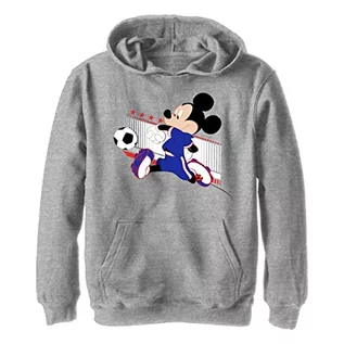 Bluzy dla chłopców - Disney Chłopięca bluza z kapturem Mickey Classic Japan Kick, Athletic Heather, S, Athletic Heather, S - grafika 1