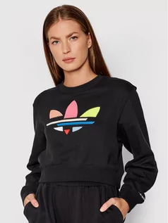 Bluzy damskie - Adidas Bluza Sweat H22854 Czarny Regular Fit - grafika 1