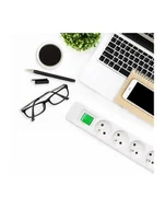 Listwy zasilające - qoltec Listwa zasilająca | 4 gniazda | 1.8m | Biało-szara - miniaturka - grafika 1