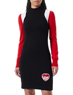 Sukienki - Love Moschino Damska sukienka Love Storm Knit Effect Heart Patch, Black Red White, 40 - miniaturka - grafika 1