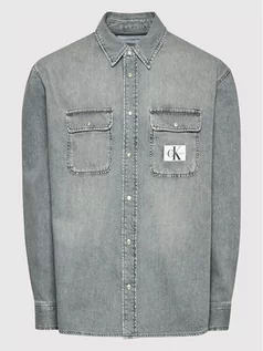 Koszule męskie - Calvin Klein Koszula jeansowa J30J319802 Szary Regular Fit - grafika 1