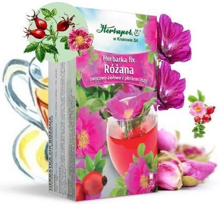 Herbatka RÓŻANA FIX DZIKA RÓŻA Owoc i Płatki Herbapol 20 saszetek