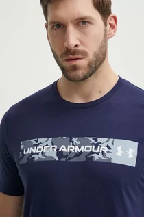 Koszulki męskie - Under Armour t-shirt męski kolor granatowy z nadrukiem - grafika 1