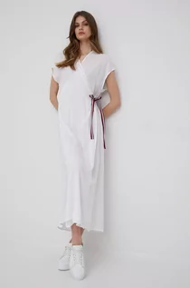 Sukienki - Tommy Hilfiger sukienka plażowa kolor biały - grafika 1