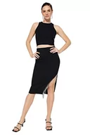 Spódnice - TRENDYOL Women's damska spódnica midi Bodycon z dzianiny Skirt, czarna, 42, Schwarz, 42 - miniaturka - grafika 1
