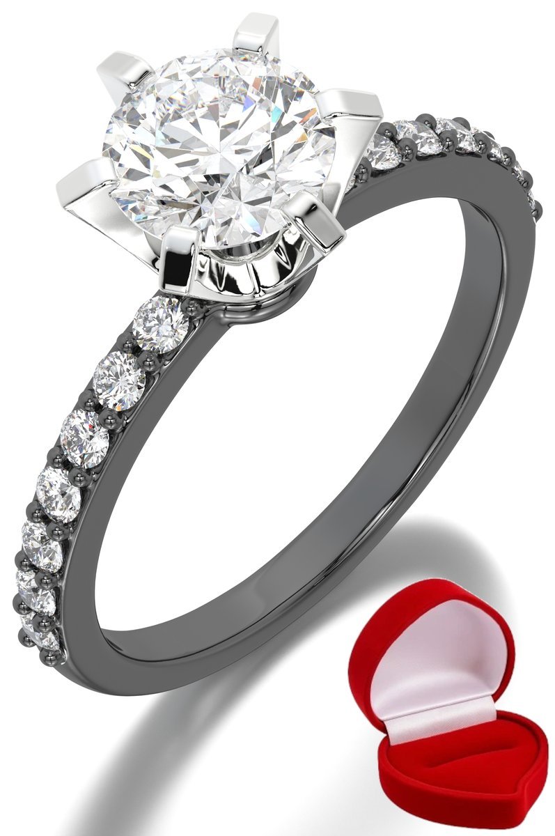 ZŁOTY PIERŚCIONEK ZARĘCZYNOWY 585 14k BRYLANT 1 ct CZARNE ZŁOTO R21