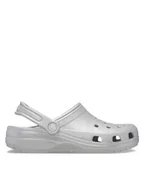 Klapki i japonki damskie - Crocs Klapki Classic Glitter Clog 205942 Srebrny - miniaturka - grafika 1
