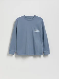 Reserved - Bawełniany longsleeve z nadrukiem - granatowy - Bluzki dla chłopców - miniaturka - grafika 1