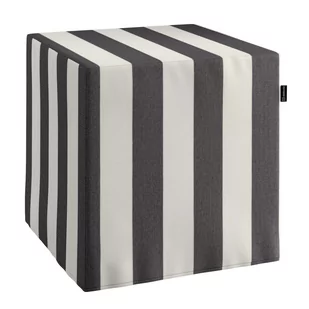 Pufa kostka, biało-grafitowe pionowe pasy (5,5cm), 40 × 40 × 40 cm, Quadro - Pufy i podnóżki - miniaturka - grafika 1