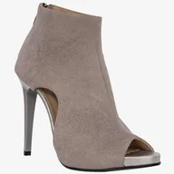 Botki damskie - Botki Na Szpilce Damskie Buty Skórzane Szare Darex P-31/3 38 Popiel - miniaturka - grafika 1