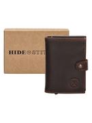 Portfele - HIDE & STITCHES Skórzany portfel w kolorze ciemnobrązowym - 7 x 10 x 1,5 cm - miniaturka - grafika 1