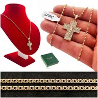 Biżuteria dla dzieci - ZŁOTY ŁAŃCUSZEK + KRZYŻYK STAL CHIRURGICZNA 18K DLA DZIEWCZYNKI NA KOMUNIĘ - miniaturka - grafika 1