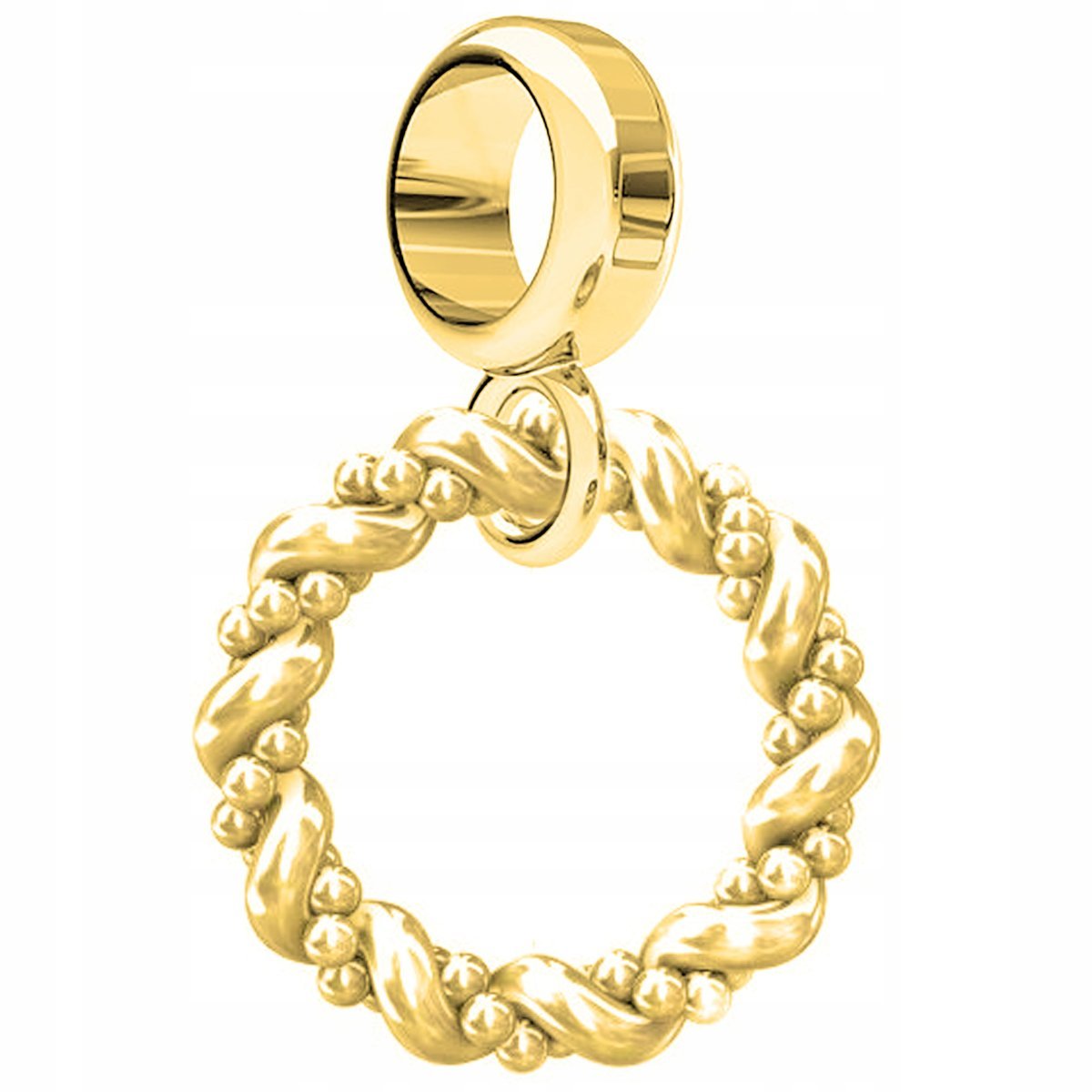 Charms Złoty Okrąg Wieniec Koło Kółko Skręcony Wiszący Okrągły SREBRO 925