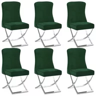 Krzesła - vidaXL Lumarko Krzesła stołowe, 6 szt., ciemno zielone, 53x52x98 cm, aksamitne 3074926 - miniaturka - grafika 1