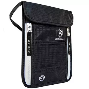 Venture4th pokrowiec na paszport etui na szyję z blokowaniem RFID # 1 portfel podróżny (czarny) - Etui na dokumenty i karty - miniaturka - grafika 1