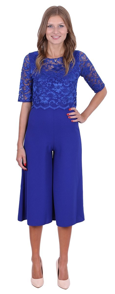 John Zack Kobaltowy, koronkowy kombinezon 3/4 S