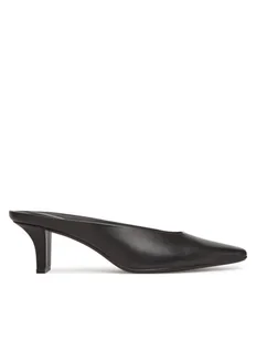 Calvin Klein Klapki Heel Mule Pump 50 - Lth HW0HW02332 Czarny - Klapki i japonki damskie - miniaturka - grafika 1