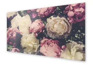 Panel kuchenny HOMEPRINT Różowe i białe piwonie 100x50 cm - Dekoracje domu - miniaturka - grafika 1