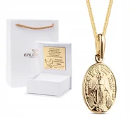 Biżuteria dla dzieci - ZŁOTY KOMPLET LISI OGON Z MEDALIKIEM NA CHRZEST, KOMUNIA ŚWIĘTA 14KT 585 - miniaturka - grafika 1