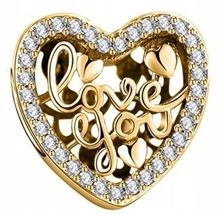 Charms złoty Love srebro 925 zawieszka koralik