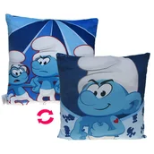 Kołdry i poduszki dla dzieci - Smerfy - Poduszka pluszowa dwustronna: Ważniak, Smerf, Laluś i Osiłek (374107) - miniaturka - grafika 1