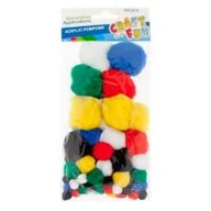 Pozostałe akcesoria dla plastyków - Craft with Fun Ozdoba dekoracyjna Pompon Kol Akryl 60szt Pbh 12/144 - miniaturka - grafika 1
