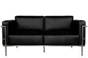 Sofy i kanapy - D2.Design Sofa 2-osobowa Soft GC czarna skóra 12803 - miniaturka - grafika 1