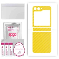 Szkła hartowane na telefon - Folia naklejka skórka strukturalna na TYŁ do Samsung Galaxy Z Flip5 -  Carbon Żółty - apgo SKINS - miniaturka - grafika 1