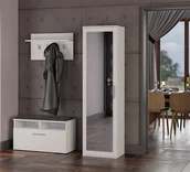 Meble do przedpokoju - Biała wąska szafa do przedpokoju z lustrem Umeblowana.com - miniaturka - grafika 1