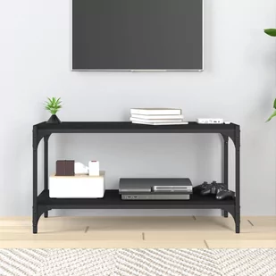 Lumarko Szafka pod TV, czarna 80x33x41 cm materiał drewnopochodny/ stal - Szafki RTV - miniaturka - grafika 4