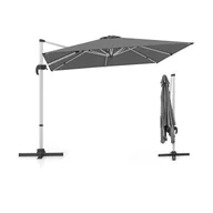 Parasole ogrodowe - Parasol Ogrodowy z Wysięgnikiem 3x3 m, 8 Żeber, UPF50+, Podstawa Krzyżowa, 5 Pozycji Nachylenia i Obrót o 360 Stopni, Szary - miniaturka - grafika 1