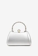 Torebki damskie - Srebrna Torebka Typu Kopertówka z Ozdobną Rączką Fesiria - miniaturka - grafika 1