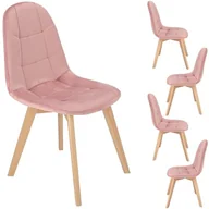 Krzesła - Zestaw 4 sztuk, krzesło do jadalni, delikatny welur, 42x54x81 cm, różowe - miniaturka - grafika 1