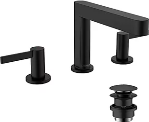 Hansgrohe 76033670 Finoris 3-otworowa bateria umywalkowa 110 z kompletem odp$733ywowym Push-Open czarny matowy - Baterie umywalkowe - miniaturka - grafika 1