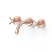 Baterie umywalkowe - Bateria umywalkowa dwuuchwytowa podtynkowa Tres Montblanc 24-K matowe różowe złoto 28330001OPM - miniaturka - grafika 1