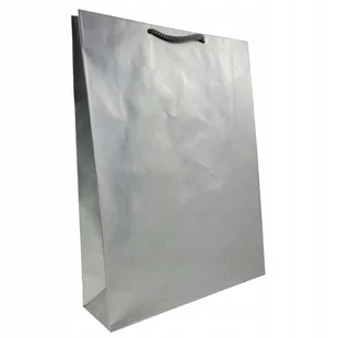 torby papierowe laminowane SREBRNE na prezent 30x9x40 zestaw 10szt torebek - Akcesoria do pakowania - miniaturka - grafika 1