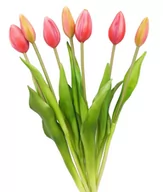 Sztuczne kwiaty - Tulipany silikonowe jak żywe różowe bukiet 7 sztuk gumowe 44 cm zamknięte - miniaturka - grafika 1