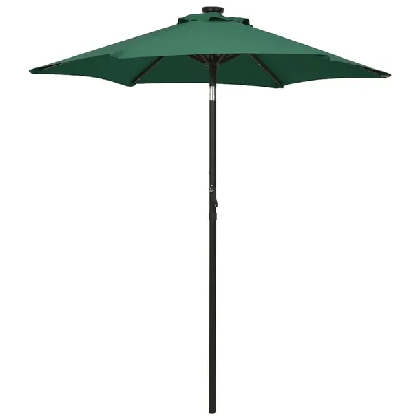 Parasol ogrodowy 200 x 211 cm zielony i ciemnoszary z 12 lampkami LED