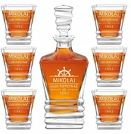 Karafki - Karafka geometric z 6 szklankami i grawerem dla żeglarza podróżnika i - miniaturka - grafika 1