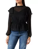 Bluzki damskie - Q/S designed by Bluzka damska z długim rękawem Regular Fit Blouse, szary/czarny., 32 PL - miniaturka - grafika 1