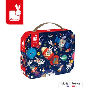 Janod, Puzzle W Walizce Rakieta Kosmiczna, 54 El. - Puzzle - miniaturka - grafika 1