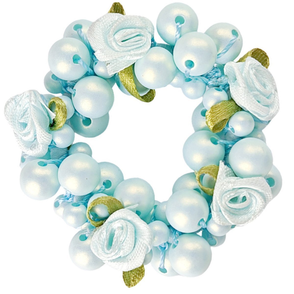 Gumka do Włosów Niebieska z Perłami i Koralikami Kwiaty Lekka i Efektowna