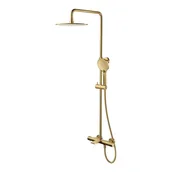Baterie wannowe i prysznicowe - Kolumna prysznicowa z baterią termostatyczną Cersanit Virgo złoty szczotkowany S951-864 - miniaturka - grafika 1