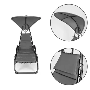 Leżanka ogrodowa z dużym owalnym daszkiem ModernHome - Meble ogrodowe Leżanka ogrodowa z dużym owalnym daszkiem ModernHome - Meble ogrodowe - miniaturka - grafika 9