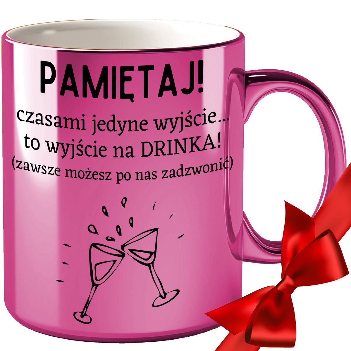 KUBEK NA POŻEGNANIE ODEJŚCIE KOLEŻANKI Z PRACY BIURA GRAWER ZŁOTY RÓŻOWY