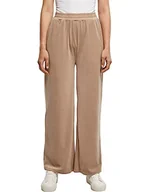 Spodnie damskie - Urban Classics Damskie spodnie do joggingu, aksamitne spodnie dresowe z szerokimi nogawkami, spodnie rekreacyjne z kieszeniami bocznymi, rozmiary od XS do 5XL, Softtaupe, S - miniaturka - grafika 1