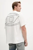 Koszulki męskie - Diesel t-shirt bawełniany T-BOGGY-MEGOVAL-D męski kolor biały wzorzysty A11302.0HGAM - miniaturka - grafika 1