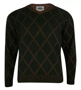 Sweter Męski, Czarno-Pomarańczowy w Romby w Serek -KINGS- Dekolt V-Neck, Tłoczony Wzór, Klasyczny - Kings - Swetry męskie - miniaturka - grafika 1