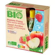 Zdrowa żywność - Carrefour Bio Przecier jabłkowo-truskawkowy 360 g (4 x 90 g) - miniaturka - grafika 1